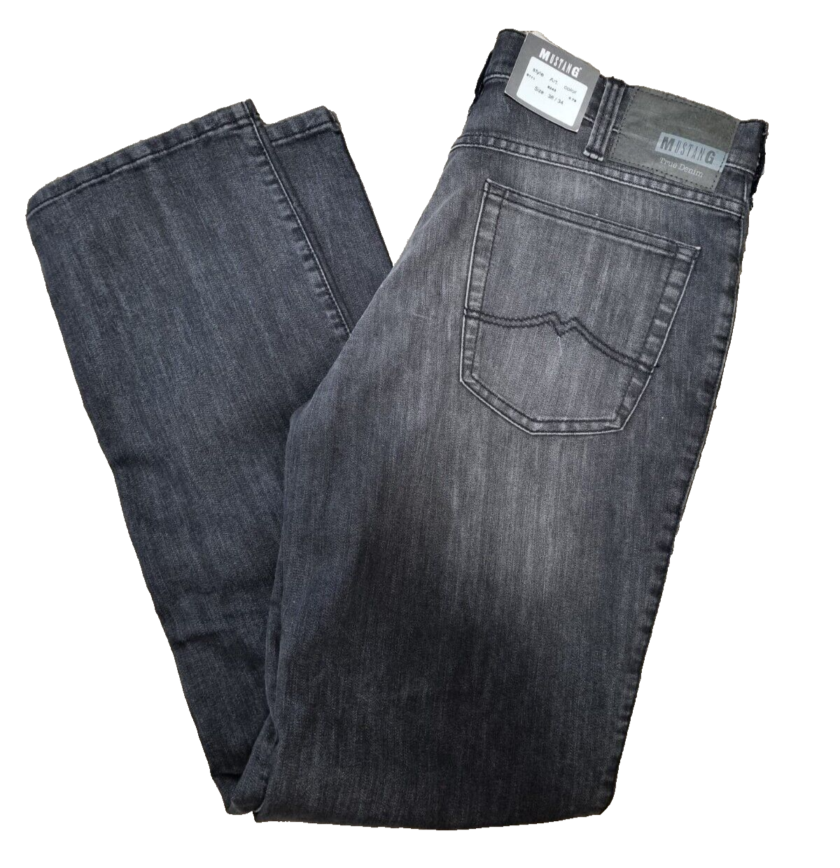 MUSTANG Oklahoma Slim Herren Jeans W36 L32 Schwarz Straight Fit BR3E3