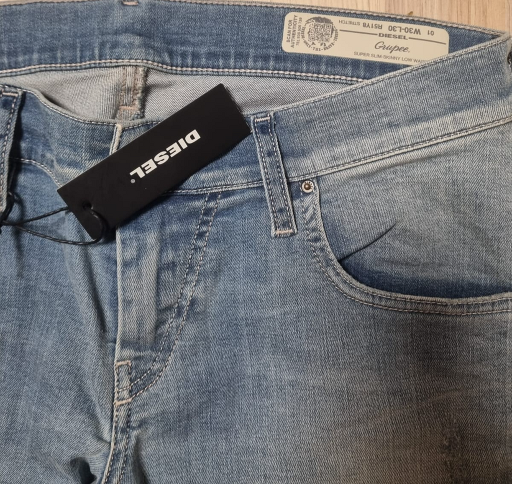 DIESEL Damen Jeans Grupee W30 L30 Blau Super Slim Skinny Low Waist R51Y8 K2