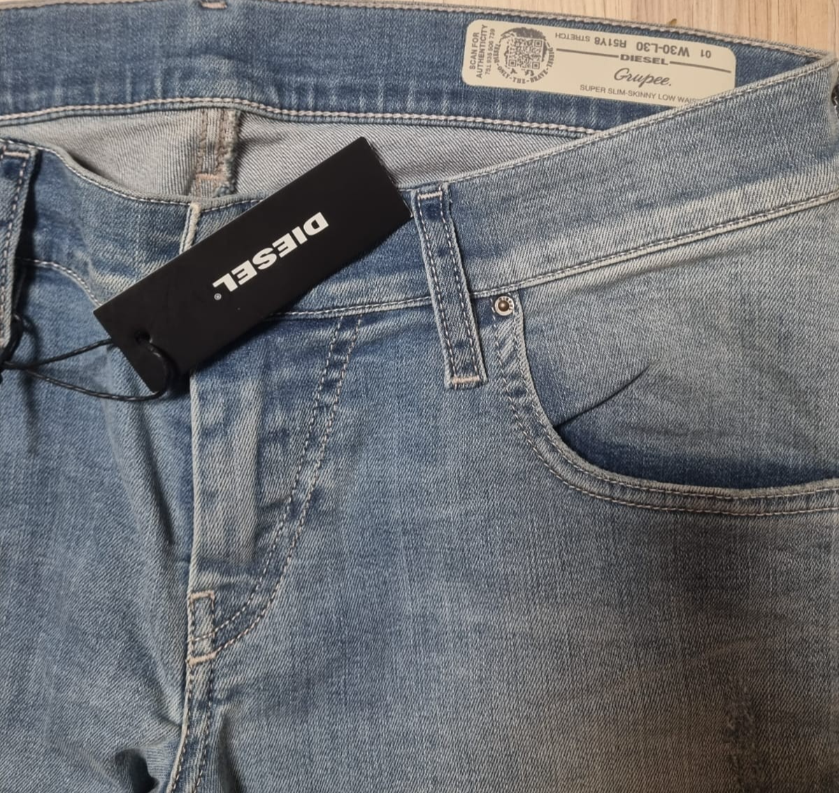 DIESEL Damen Jeans Grupee W30 L30 Blau Super Slim Skinny Low Waist R51Y8 K2