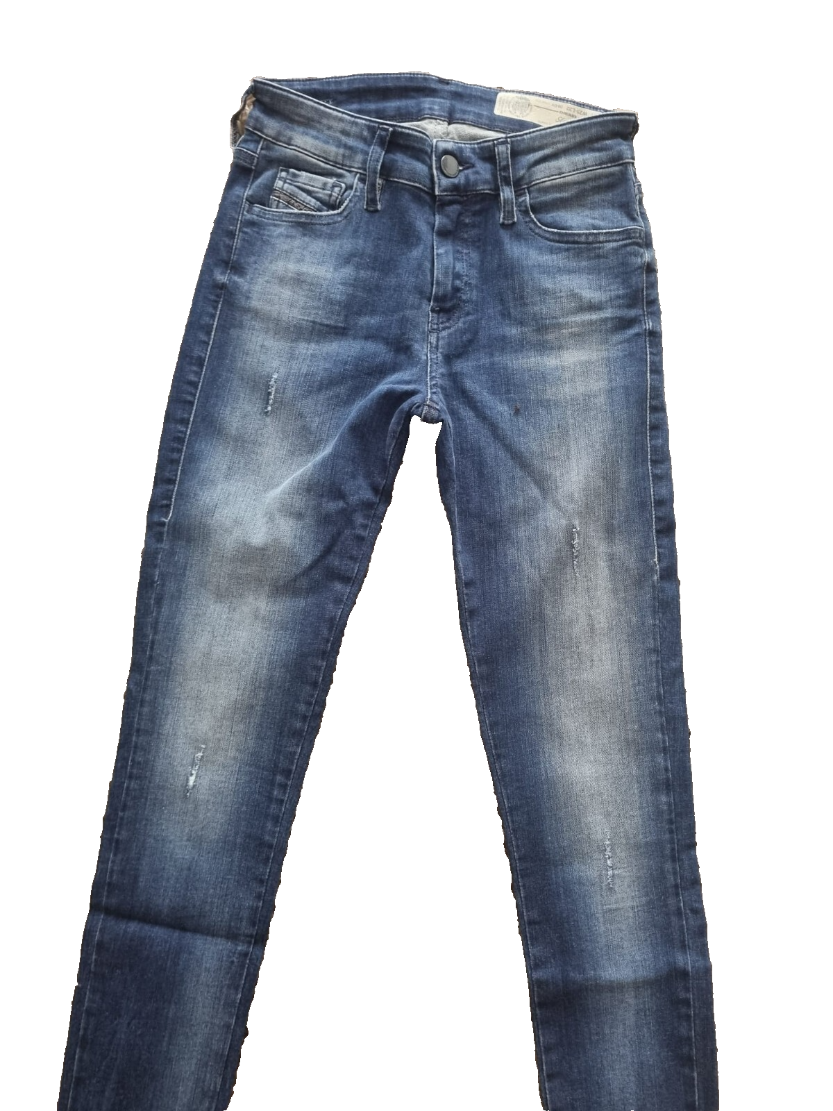 DIESEL Damen Jeans SLANDY Blau W25 L32 Super Slim Skinny Regular Waist SLR7XX