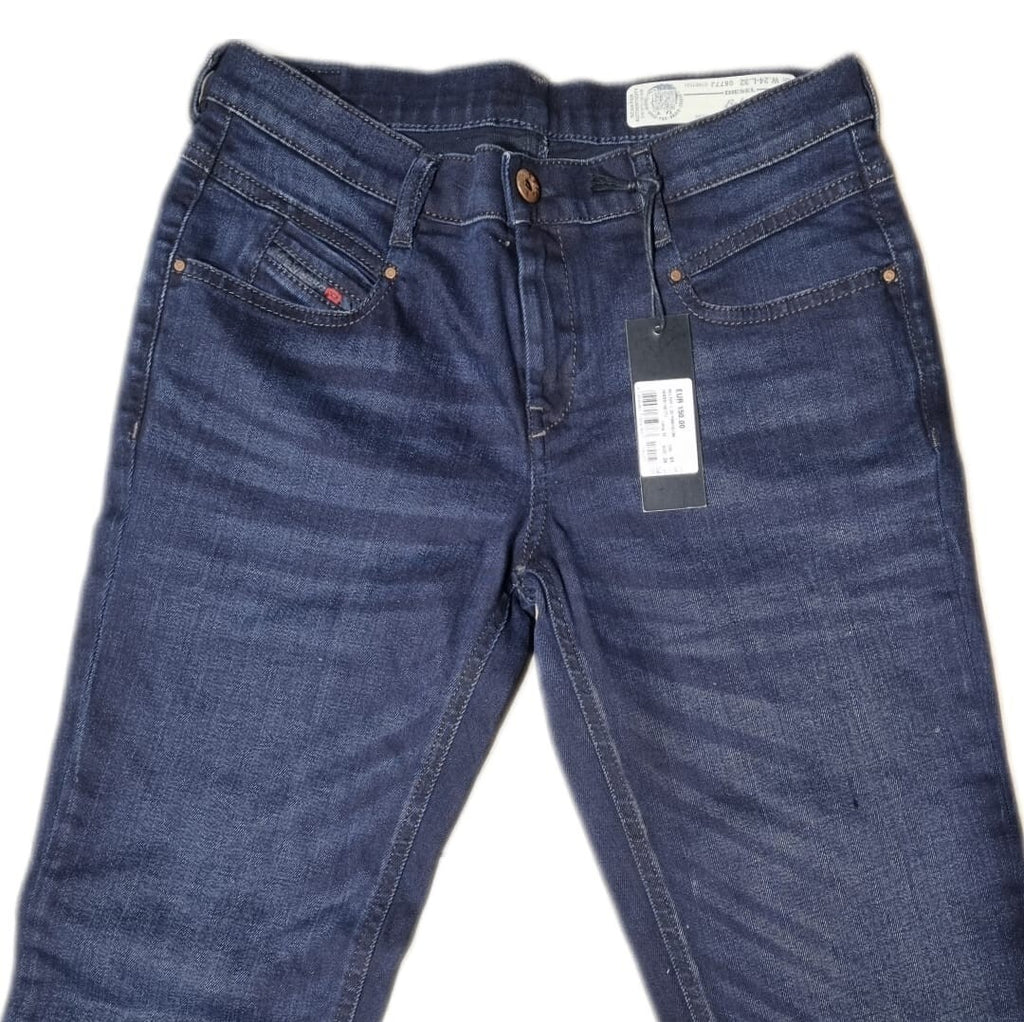 DIESEL Damen Jeans Belthy W24 L32 Blau Regular Slim Straight Low Waist BR1D1