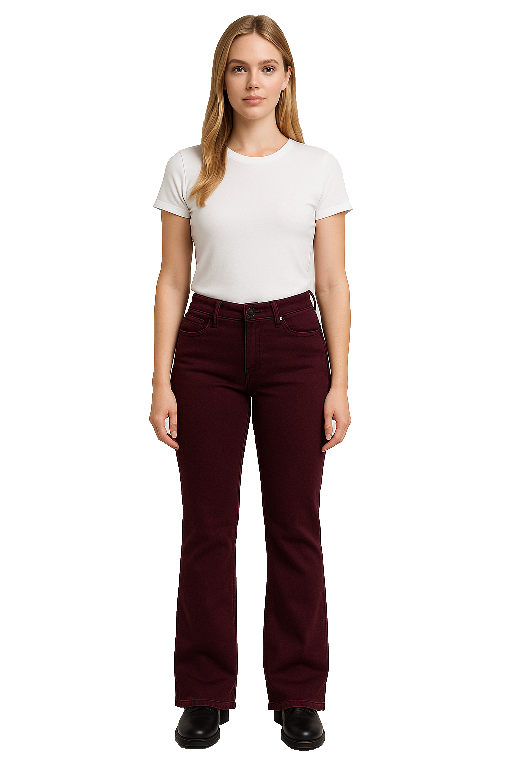 H.I.S Damen Jeans Coletta Comfort Fit High Rise Straight Bordo Gr.36 L33 M4