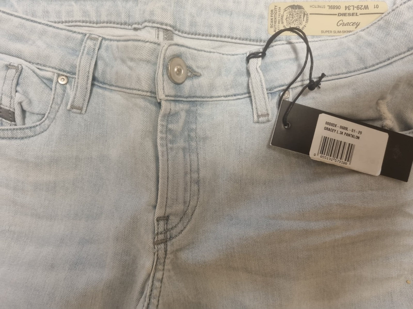 DIESEL Damen Jeans Gracey W29 L34 Super Slim Skinny Low Waist Hellblau 0689L  M5