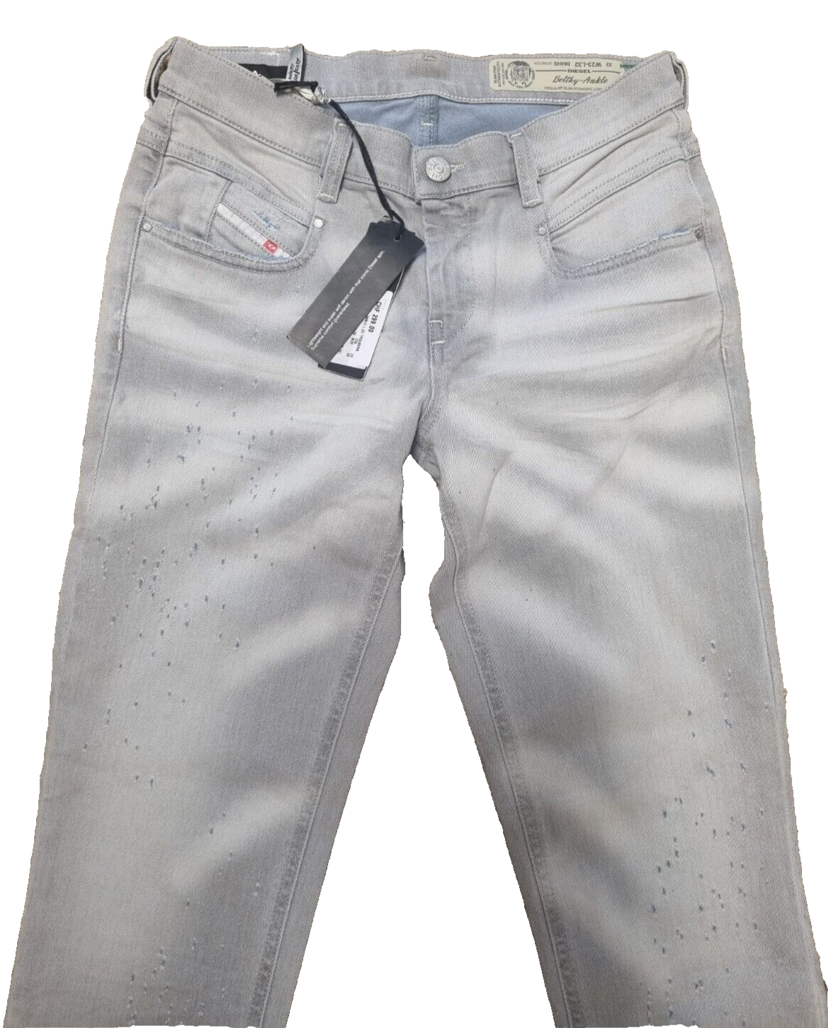 DIESEL Damen Jeans Belthy-Ankle W23 L32 Grau Hose Denim Made in Italy 084HS T1-6