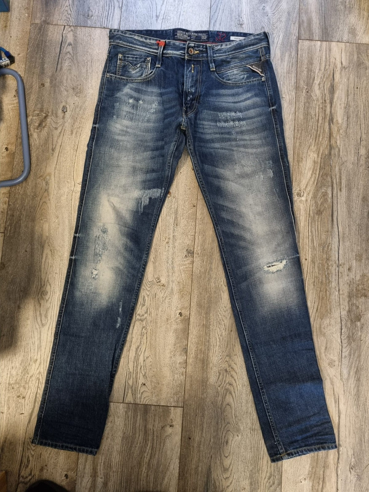 Replay Herren Jeans M914F Blau W32 L34 – 100% Baumwolle – Slim Fit K9