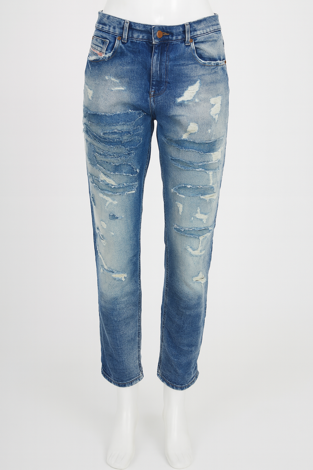 DIESEL Khali Damen Jeans W27 L32 Boyfriend Fit Blau Regular Waist M1