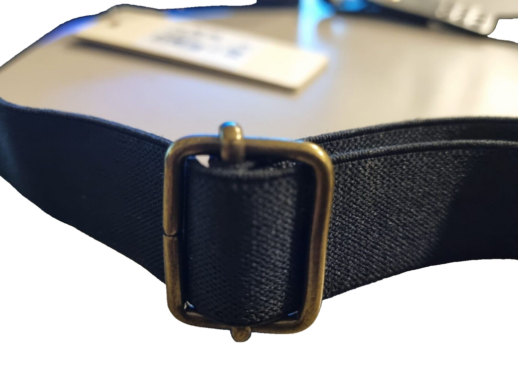 DIESEL BLEG Damen Stretchgürtel Uni Schwarz Elastisch Leder Metall 00SJVH0GA #43