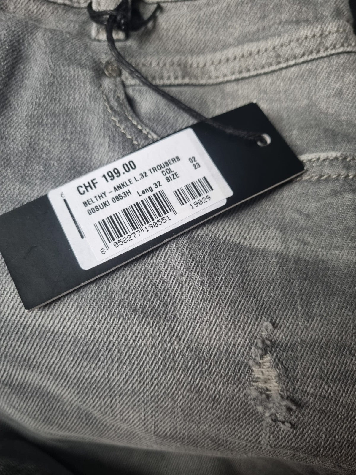 DIESEL Damen Jeans Belthy-Ankle W23 L32 | Super Slim Straight | Grau Stretch