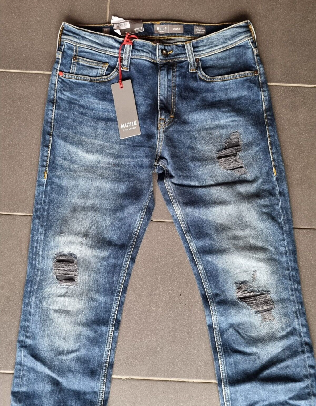 MUSTANG Herren Jeans Vegas Slim Fit W32 L34 Blau Denim Medium Rise BR1E2
