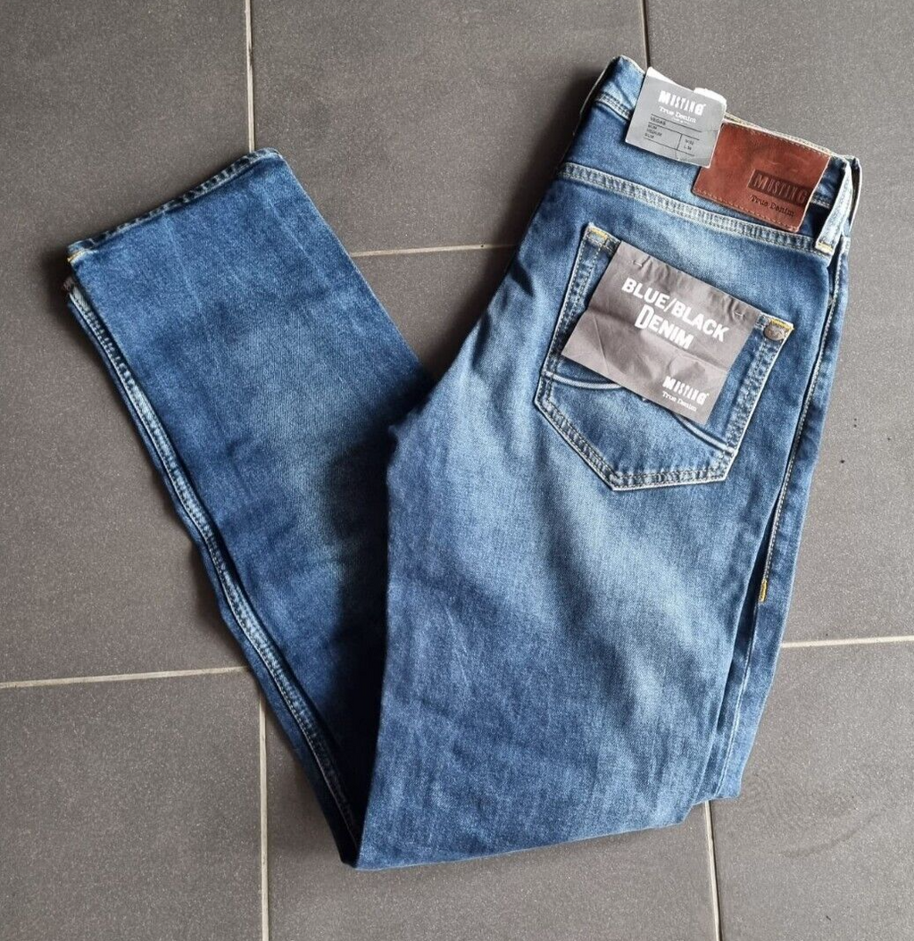 MUSTANG Herren Jeans Vegas Slim Fit W32 L34 Blau Denim Medium Rise BR1E2