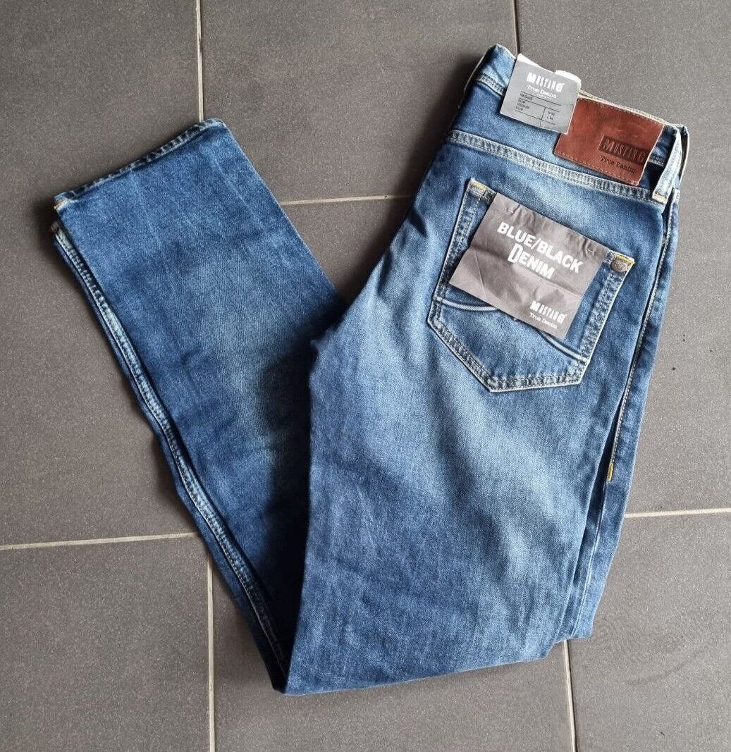 MUSTANG Herren Jeans Vegas Slim Fit W32 L34 Blau Denim Medium Rise BR1E2
