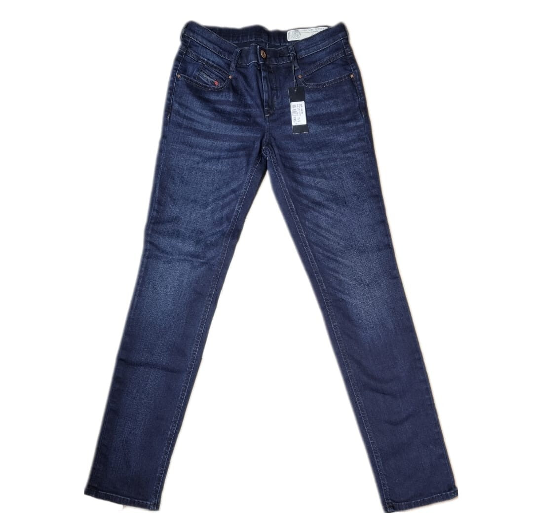 DIESEL Damen Jeans Belthy W24 L32 Blau Regular Slim Straight Low Waist BR1D1