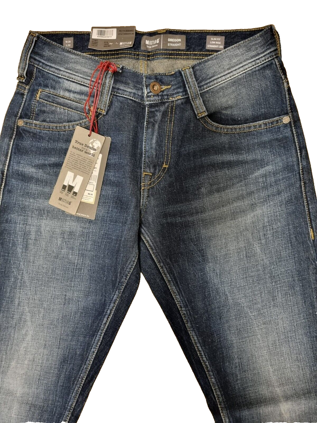 Mustang Herren Jeans Oregon Straight Slim Fit W28 L32 Blau Stretch Denim D3