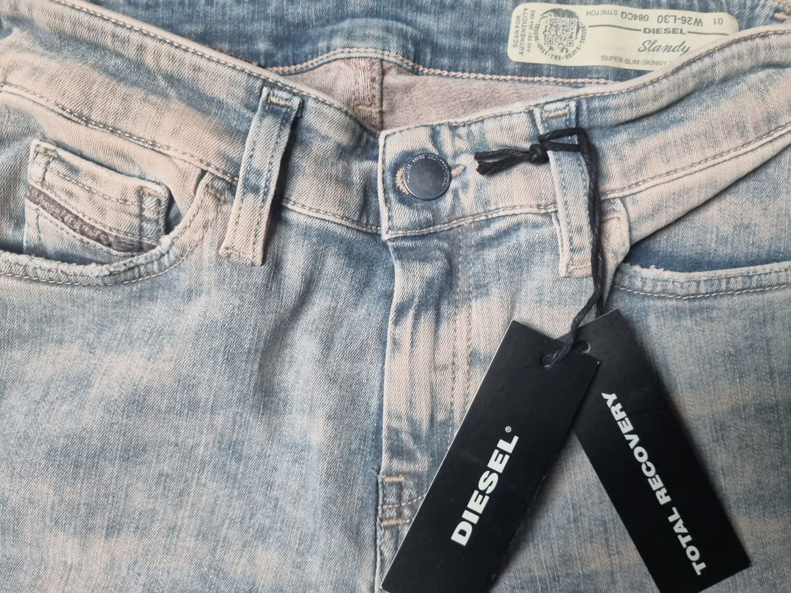 DIESEL Damen Jeans SLANDY W26 L30 Super Slim Skinny Hellblau Stretch 00SXJM 084V