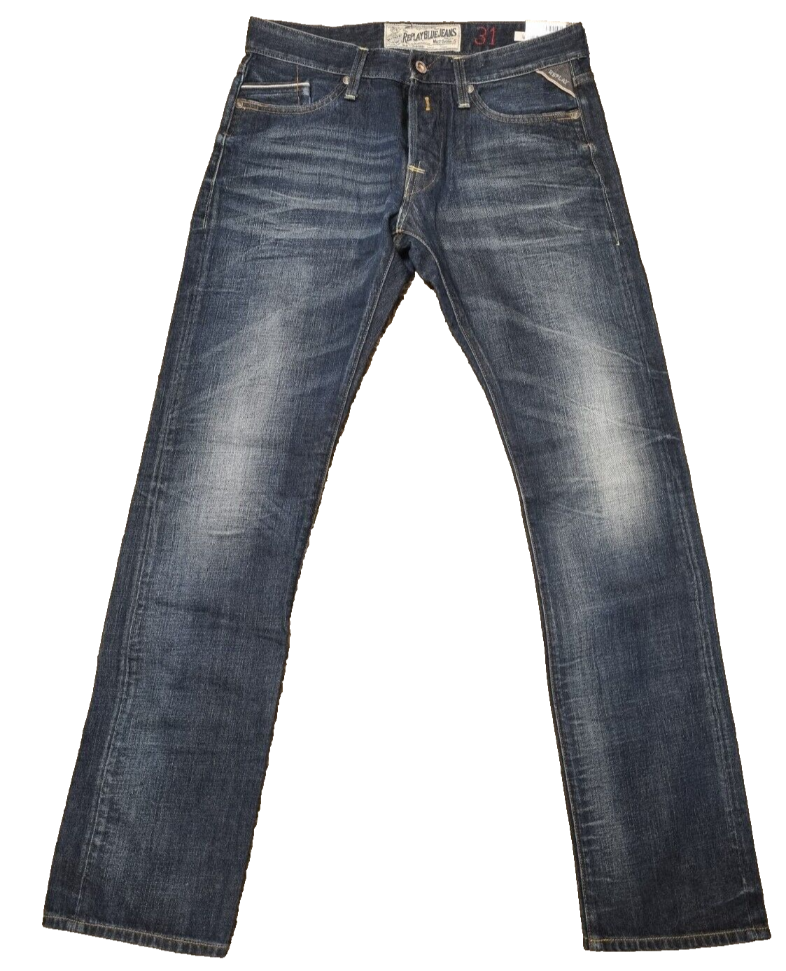 REPLAY Herren Jeans Waitom W31 L34 | Regular Slim Fit | Dunkelblau | M983 BR3E1