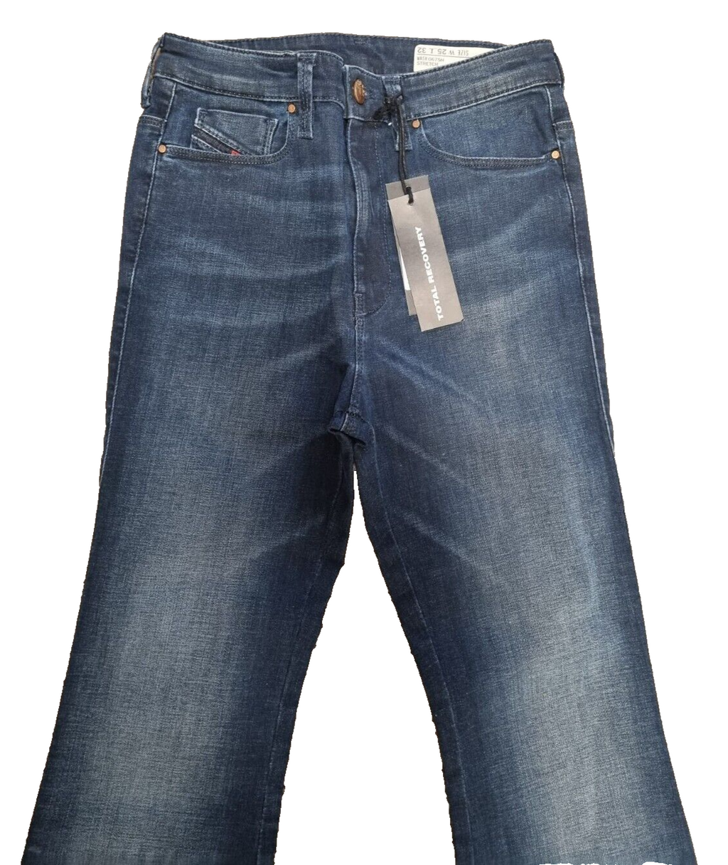 DIESEL Damen Jeans Skinzee Flare H W25 L32 Super Slim Flare High Waist Blau T15