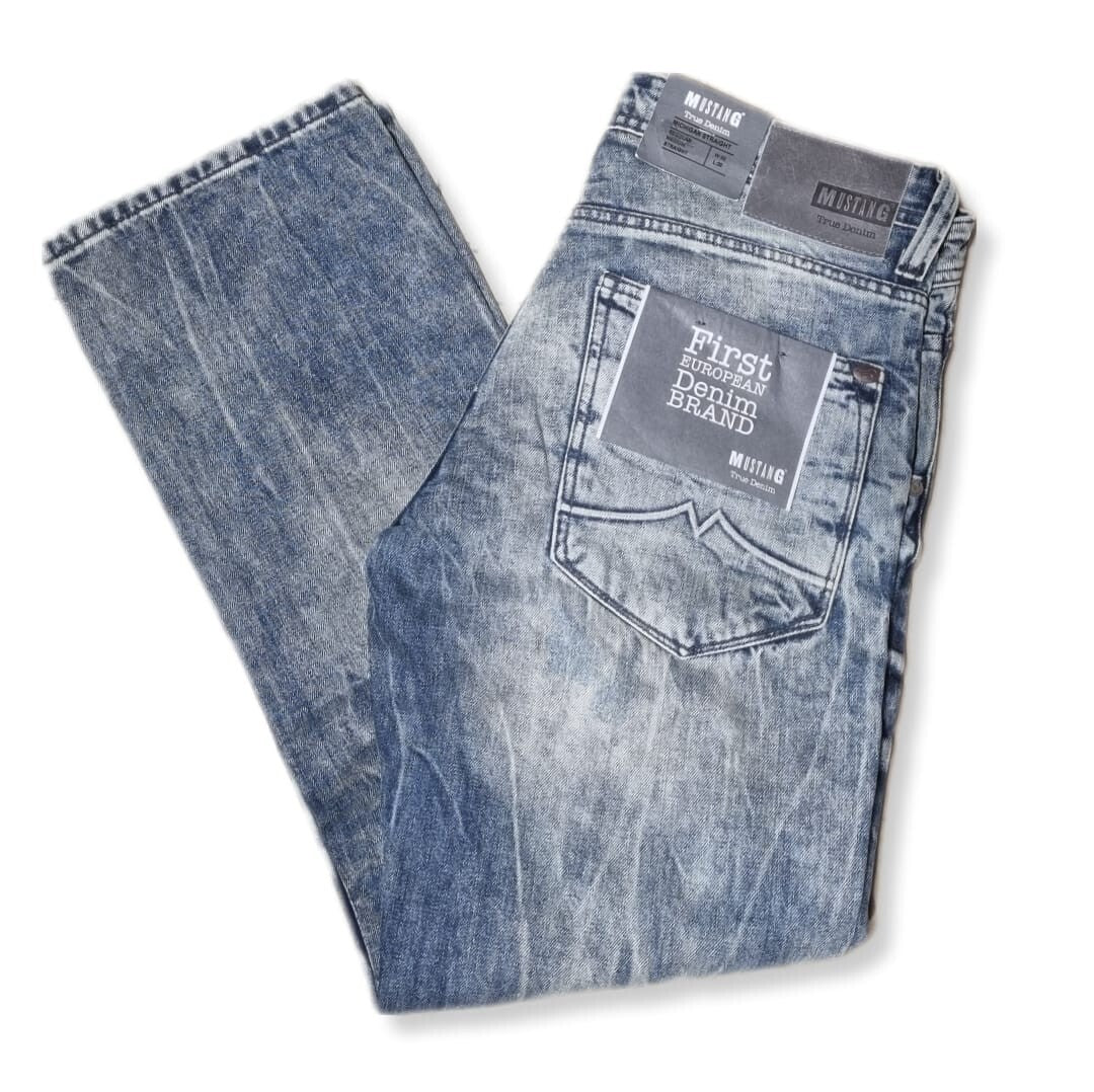 MUSTANG Herren Jeans Michigan Straight W33 L32 Blau Regular Fit Medium Rise BR2E