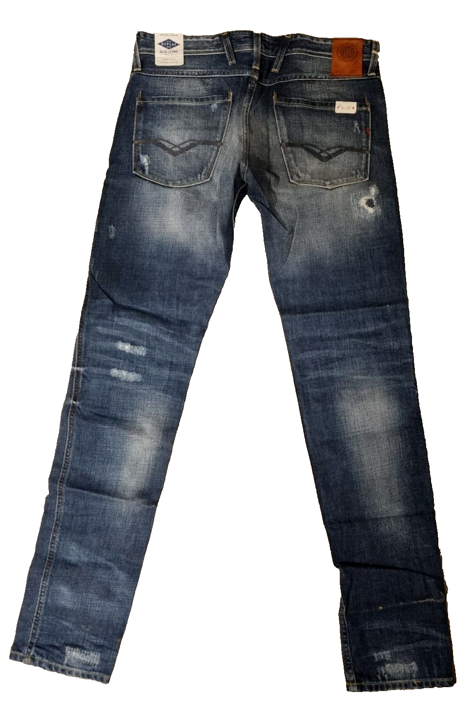 REPLAY Herren Jeans Anbass M914F W32 L34 Slim Fit Denim Blau SLR4B1