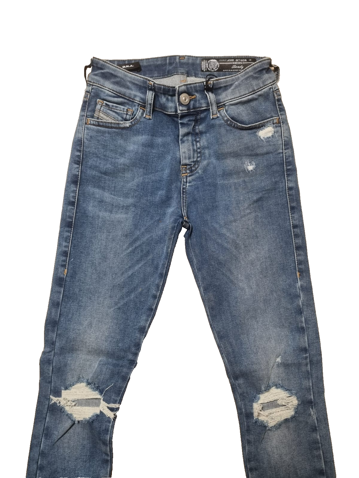 DIESEL Damen Jeans Slandy W24 L30 Grau Super Slim Skinny Regular Waist 00SXJM K2