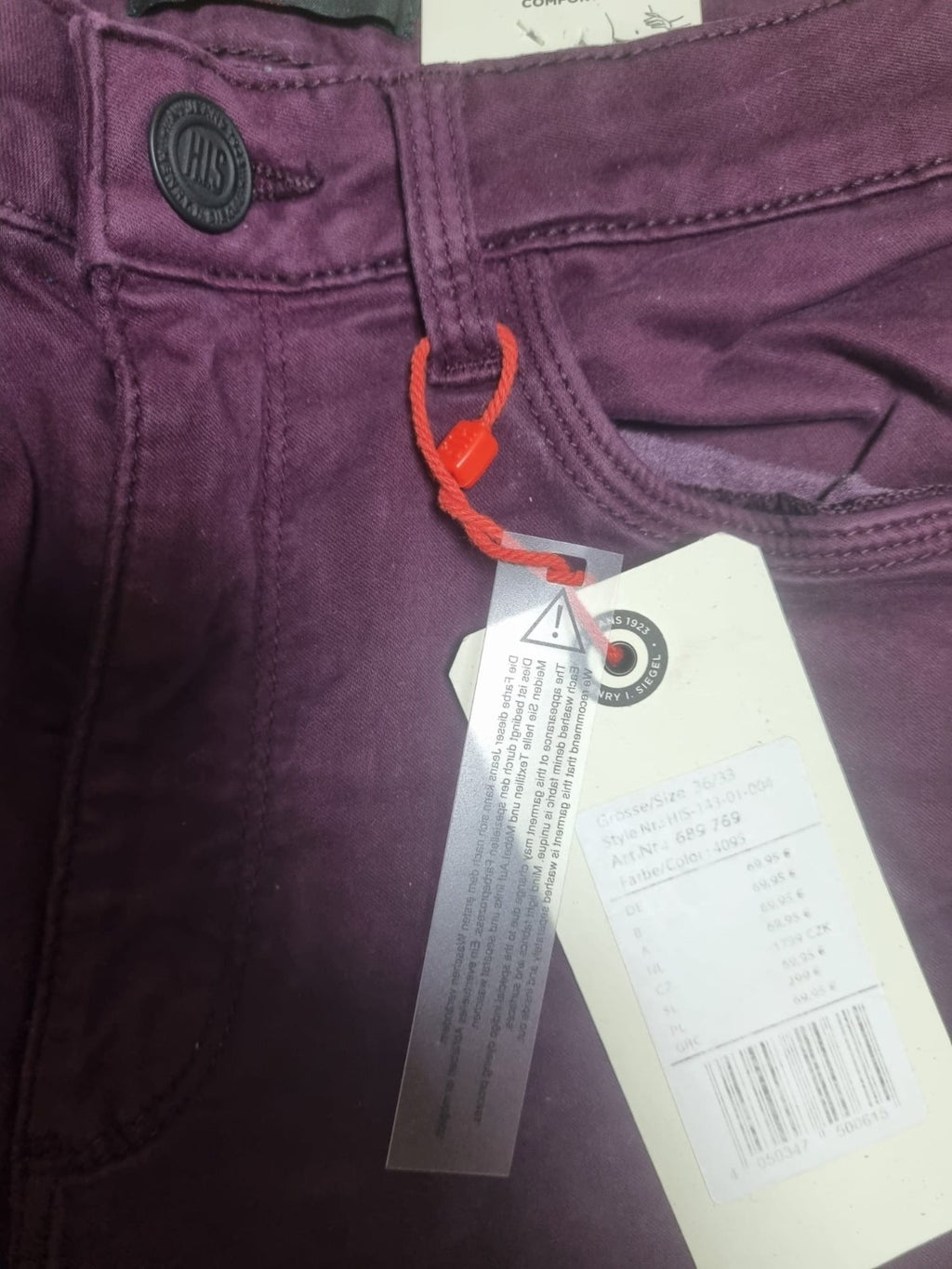 H.I.S Damen Jeans Coletta Comfort Fit High Rise Straight Bordo Gr.36 L33 M4