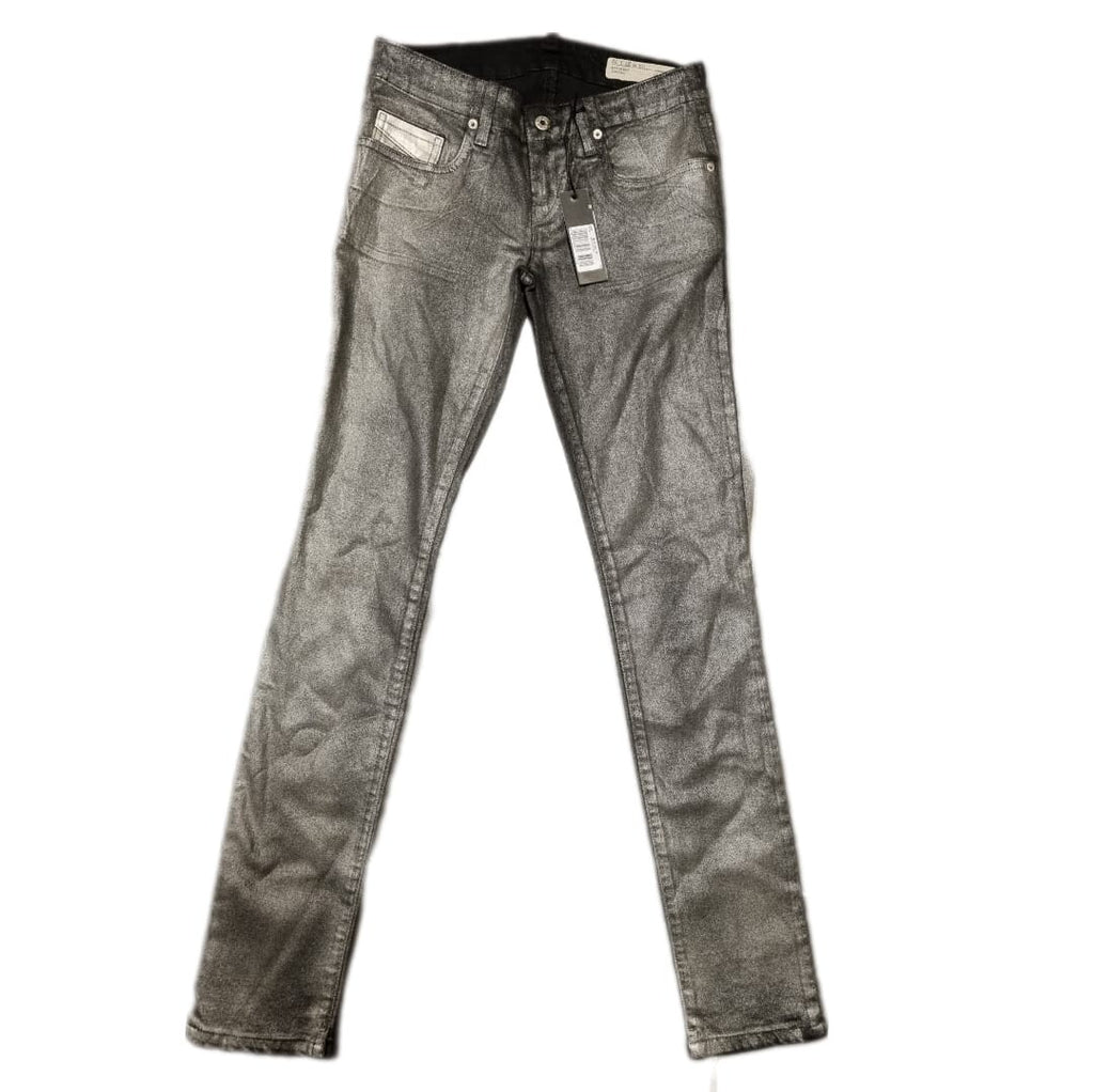 DIESEL Damen Jeans Grupee OE822 Stretch Low Silber Schwarz W27 L32 Modisch BR5B1