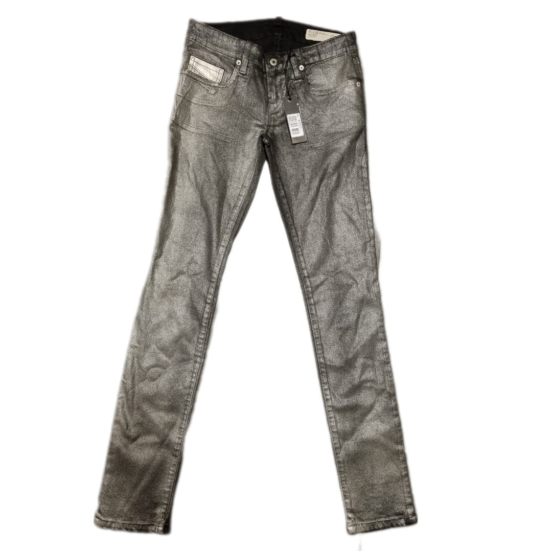 DIESEL Damen Jeans Grupee OE822 Stretch Low Silber Schwarz W27 L32 Modisch BR5B1