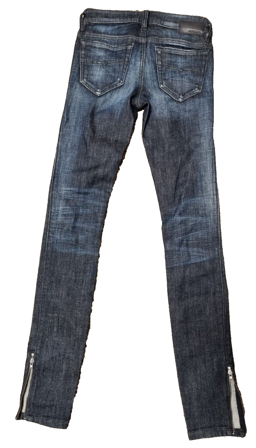 DIESEL Damen Jeans Skinzee-Low-Zip W24 L32 | Super Slim Skinny Dunkelblau BR3E1
