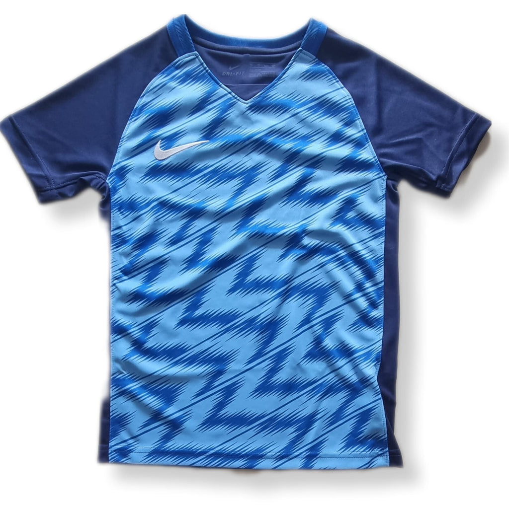 Nike Kinder Unisex Trikot T-Shirt Dry Fit Blau Fussball Trainings Shirt