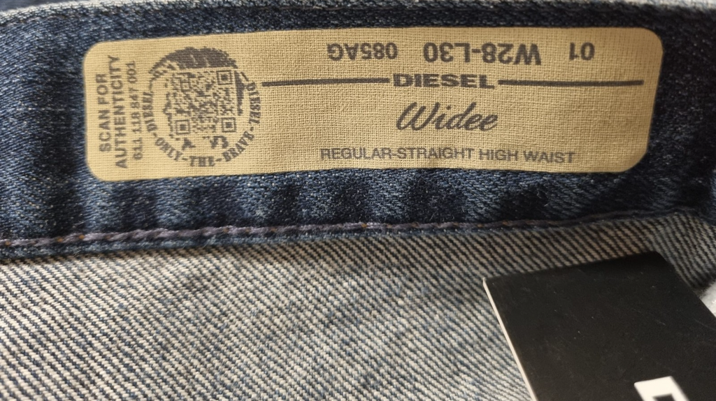 DIESEL Damen Jeans Widee High Waist Regular Straight Blau W28 L30 Stretch