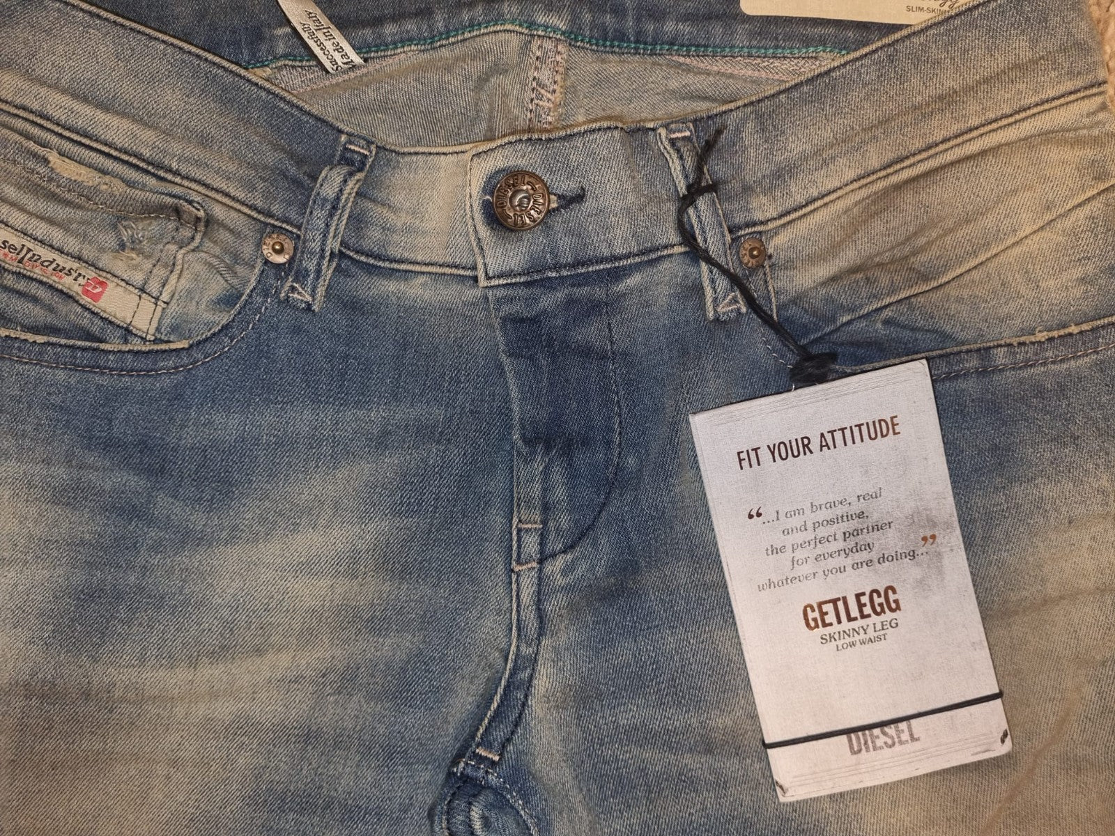 DIESEL Damen Jeans Getlegg W28 L32 Blau Slim Skinny Low Waist 00CSDN 0821U M6