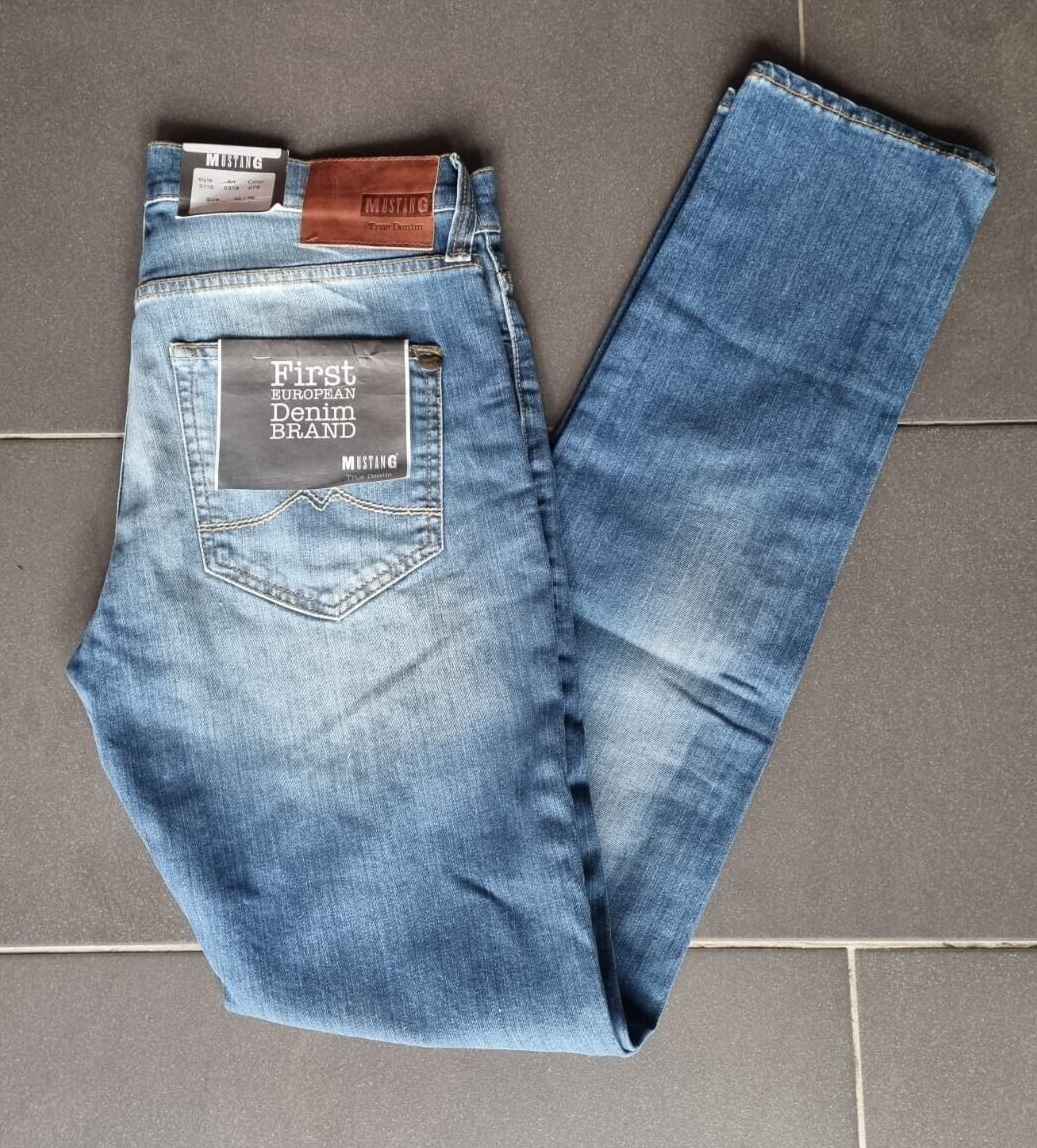 MUSTANG Herren Jeans Oregon Tapered W32 L36 Slim Low Tapered Blau Jeanshose BR1E