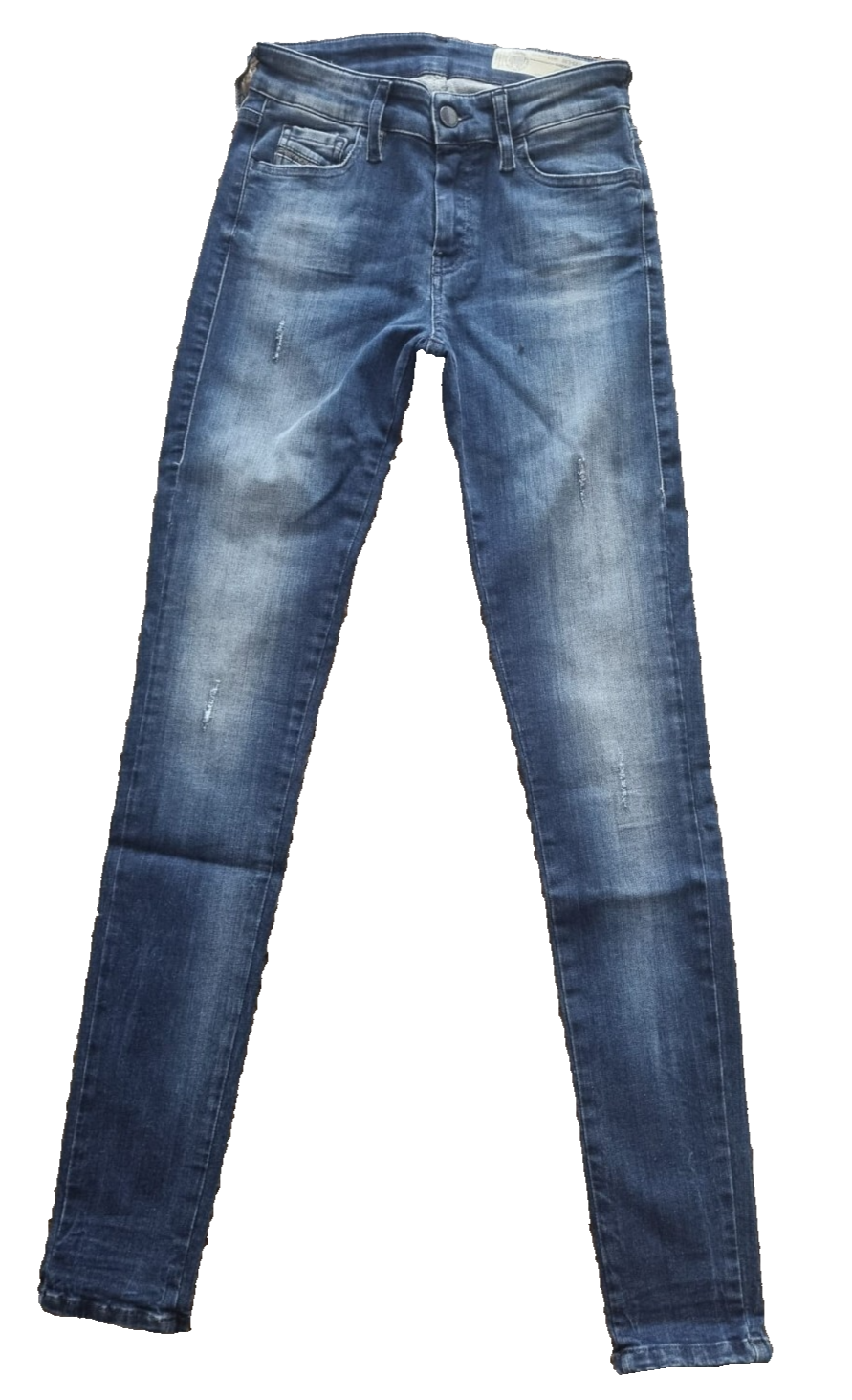 DIESEL Damen Jeans SLANDY Blau W25 L32 Super Slim Skinny Regular Waist SLR7XX