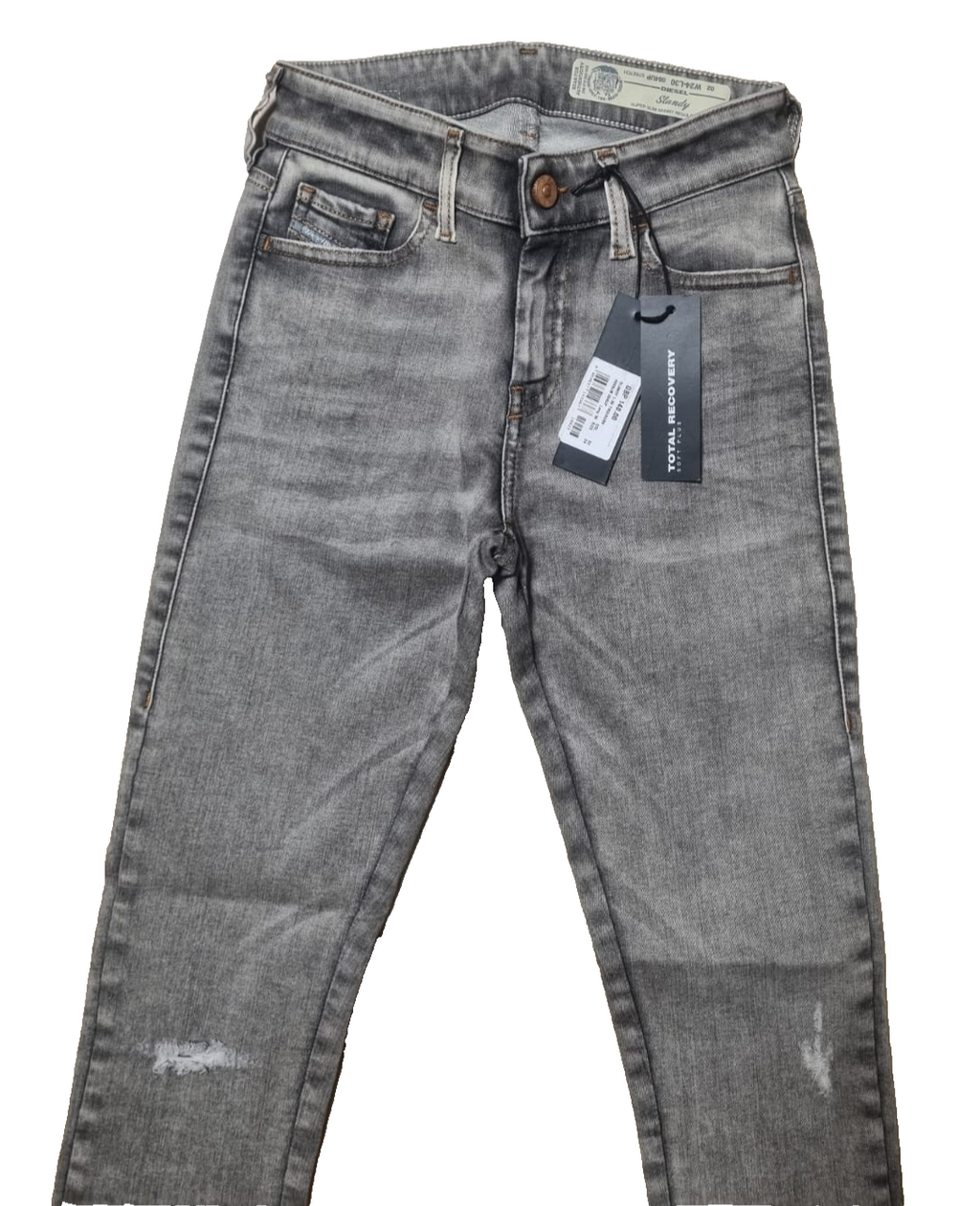 DIESEL Damen Jeans Slandy W24 L30 Grau Super Slim Skinny Regular Waist 00SXJM K2