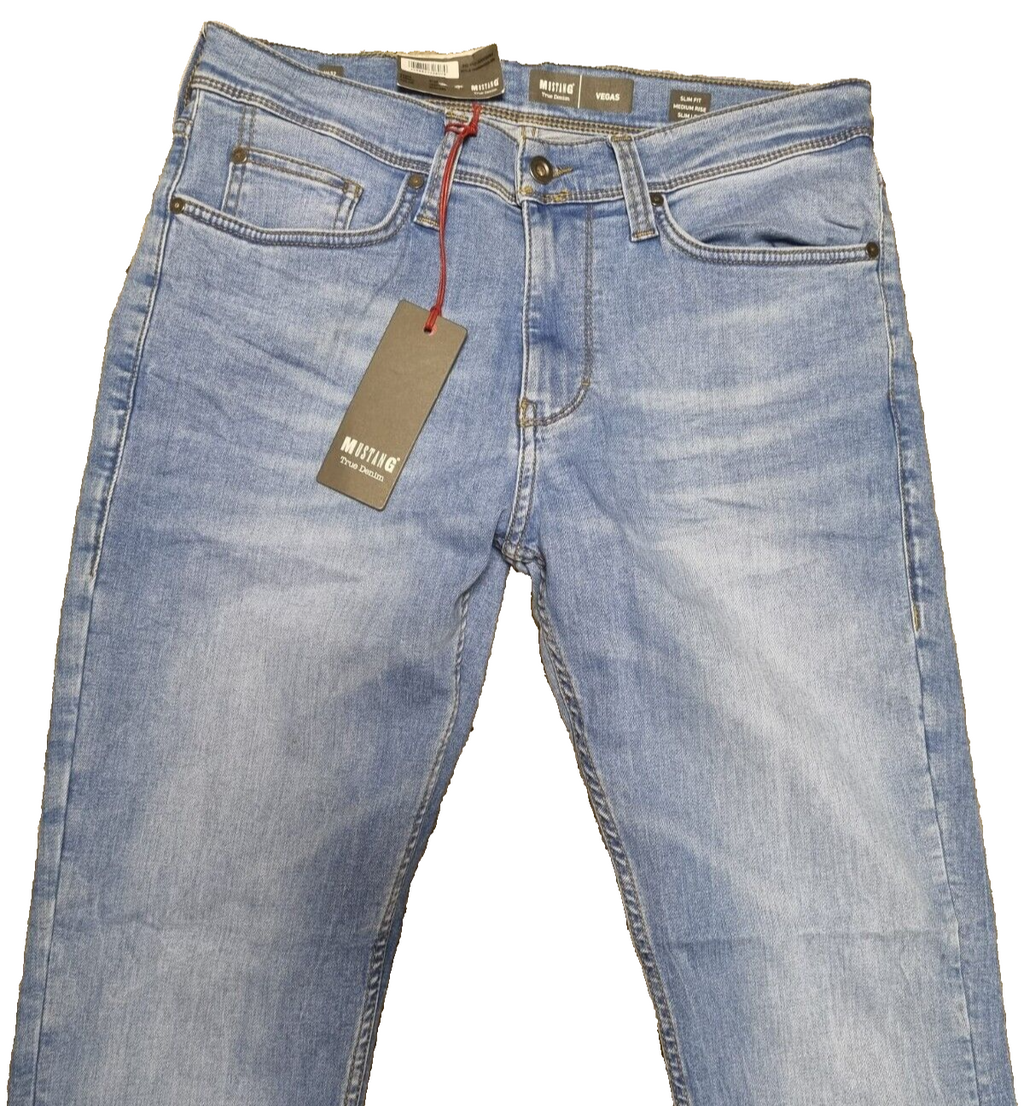 MUSTANG Herren Jeans Denim Hose Vegas Slim Fit Blau W32 L30 BR1C3