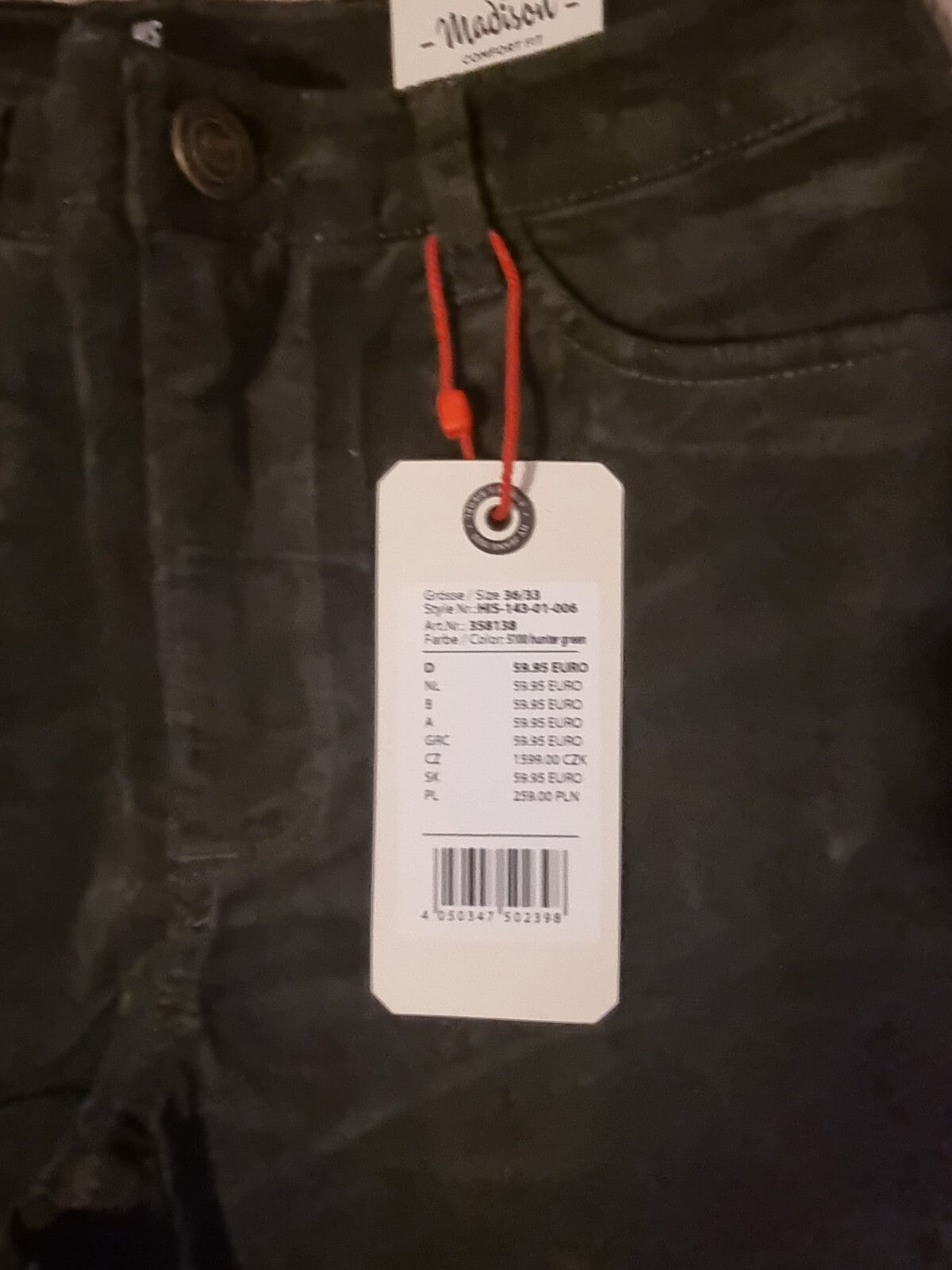 HIS Damen Jeans Madison 36/33 Comfort Fit Hunter Grün BX1