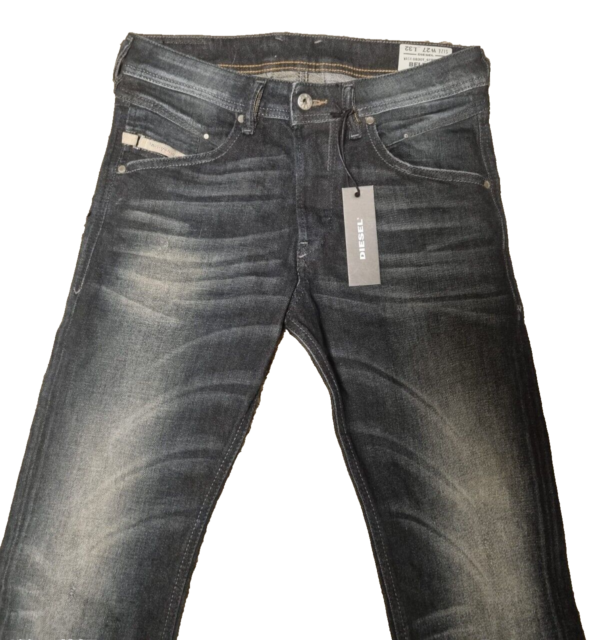 Diesel Herren Jeans Belther W27 L32  Regular Slim Tapered Schwarz Jeanshose T2-1