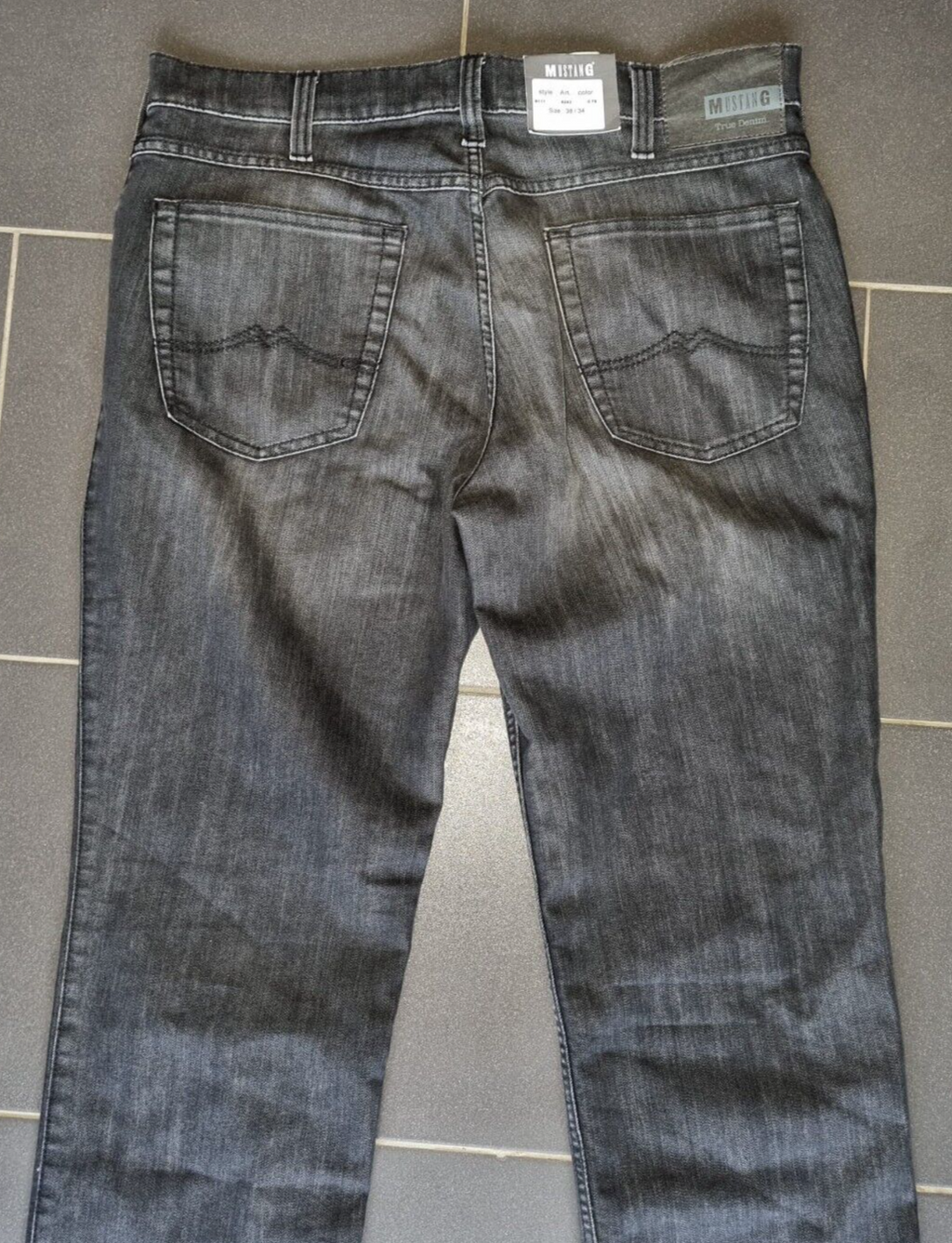 MUSTANG Herren Jeans Oklahoma Slim Fit Grau W38 L34 1004251 Staight LEG BR1E2