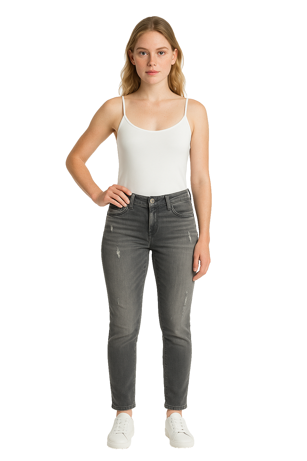 DIESEL Damen Jeans Belthy-Ankle W23 L32 | Super Slim Straight | Grau Stretch
